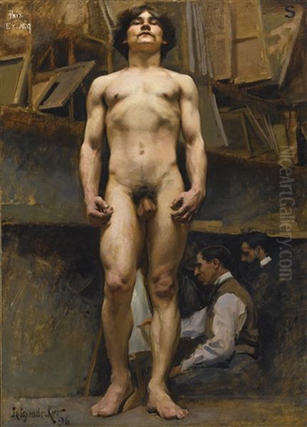 Academic Nude In The Academie Julian Oil Painting by Joseph Christian Leyendecker