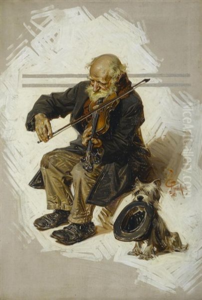 The Violinist And His Assistant Oil Painting by Joseph Christian Leyendecker