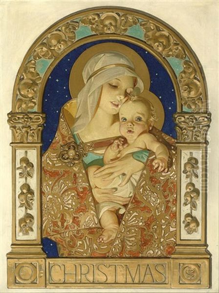 Christmas Oil Painting by Joseph Christian Leyendecker