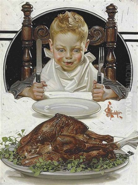 Ready For Thanksgiving Feast by Joseph Christian Leyendecker