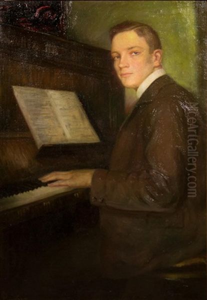 Young Man At The Piano Oil Painting by Joseph Christian Leyendecker