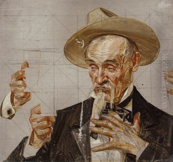 Upset Stomach, The Saturday Evening Post Cover Preliminary, 1919 Oi Oil Painting by Joseph Christian Leyendecker