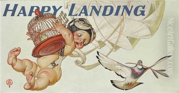 Happy Landing Oil Painting by Joseph Christian Leyendecker