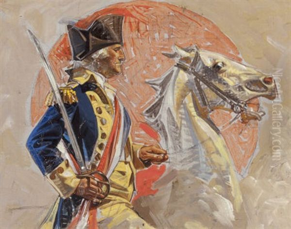 Fourth Of July (george Washington), The Saturday Evening Post Preliminary Cover Study, June 30, 1917 Oil Painting by Joseph Christian Leyendecker