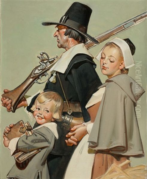 Pilgrims Oil Painting by Joseph Christian Leyendecker