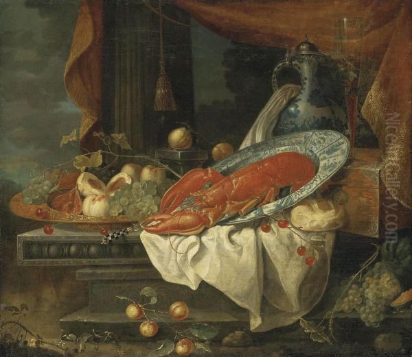 A Lobster In A Porcelain Bowl Oil Painting by Andries, Andrea Benedetti