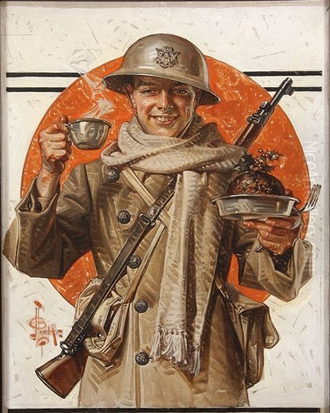 A Soldier's Thanksgiving - Saturday Evening Post Cover, December 8 Oil Painting by Joseph Christian Leyendecker