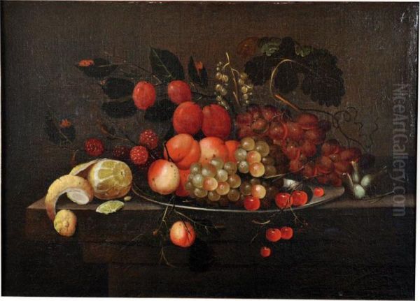 Nature Morte Aux Abricots, 
Raisins, 
Cerises Et Citron Oil Painting by Andries, Andrea Benedetti