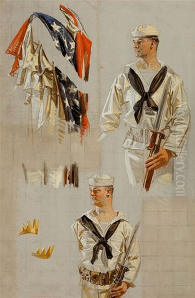 World War I Navy Poster (preliminary Study) Oil Painting by Joseph Christian Leyendecker