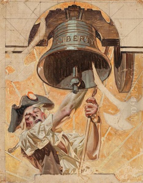 Ringing The Liberty Bell (preliminary Cover Study For Saturday Evening Post, July 6, 1935) by Joseph Christian Leyendecker