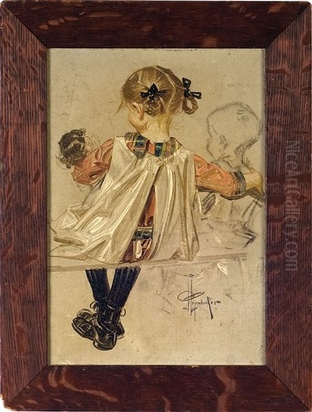 Young Girl With Her Doll (study) by Joseph Christian Leyendecker