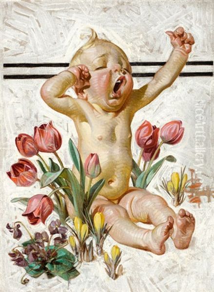 Spring Has Sprung (cover Study For Saturday Evening Post) Oil Painting by Joseph Christian Leyendecker