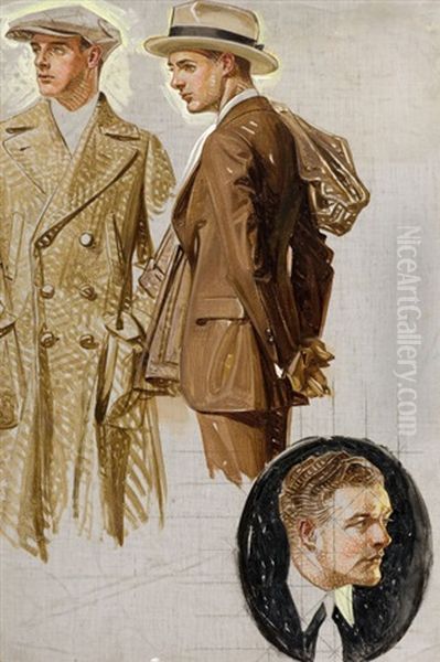 Two Well Dressed Men Oil Painting by Joseph Christian Leyendecker