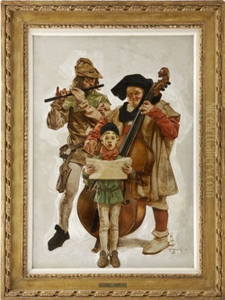 The Carolers, Collier's Cover, December 21 Oil Painting by Joseph Christian Leyendecker