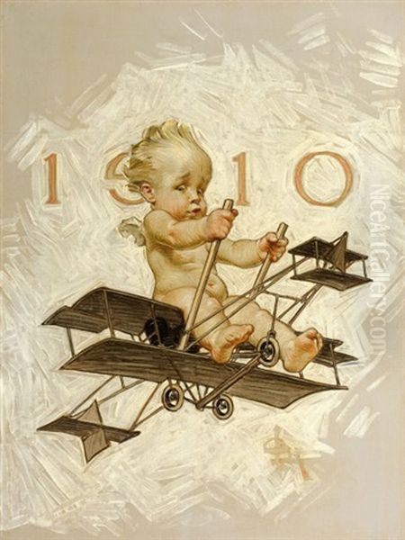 New Years, Saturday Evening Post Cover Oil Painting by Joseph Christian Leyendecker