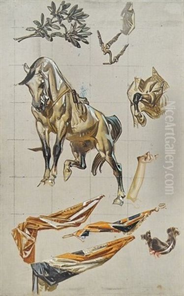 Horse, Flags, And Other Studies (illus. For Saturday Evening Post) Oil Painting by Joseph Christian Leyendecker