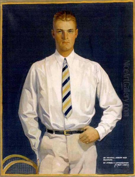 Advertisement: A Young Man With Tennis Racquet Oil Painting by Joseph Christian Leyendecker