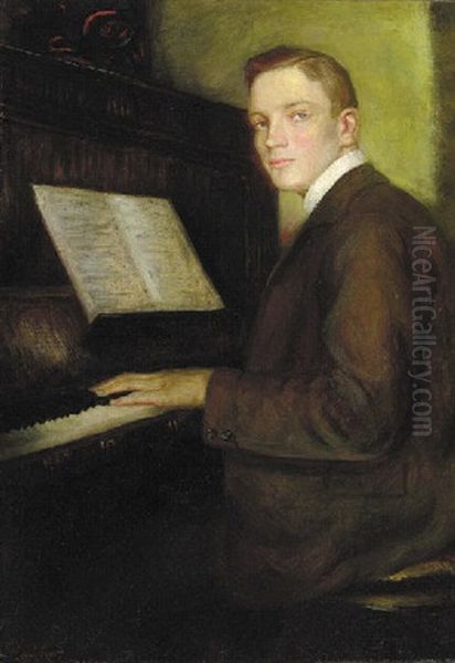 At The Piano Oil Painting by Joseph Christian Leyendecker