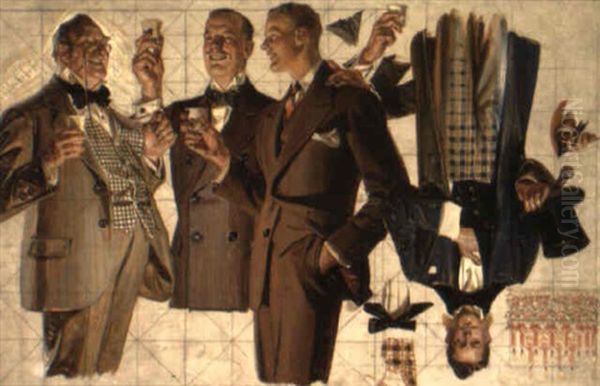 Four Standing Men Oil Painting by Joseph Christian Leyendecker