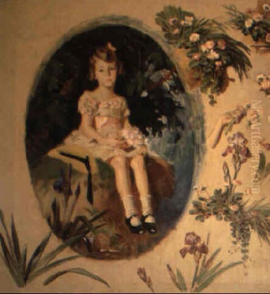 Seated Girl With Flwoers, Other Flora Oil Painting by Joseph Christian Leyendecker