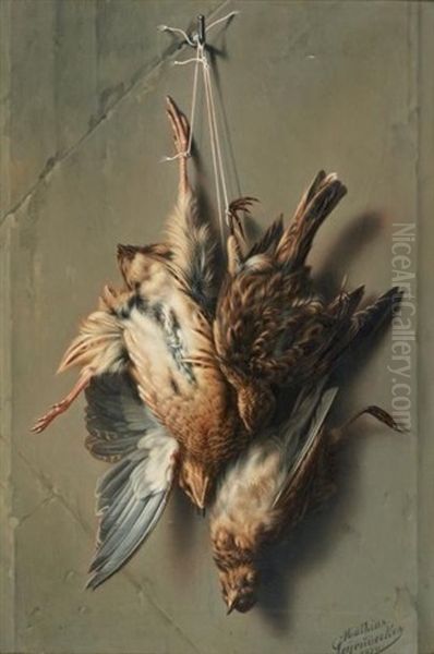 Cailles Et Alouettes Oil Painting by Mathias Leyendecker