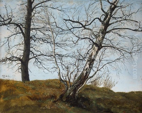 Birke Und Eiche Im Fruhling Oil Painting by Julius Karl von Leypold