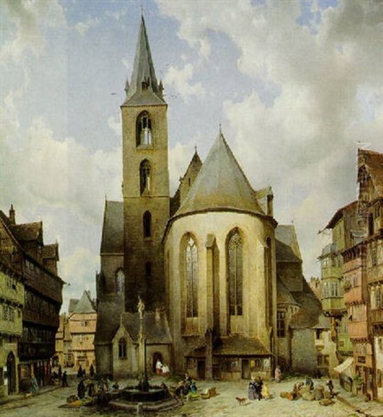 Markt Am Brunnen Vor Der Kirche by Julius Karl von Leypold