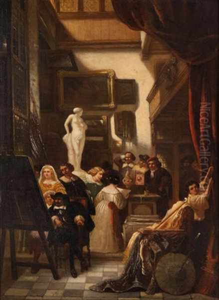 Gerrit Six In Het Atelier Van Rembrandt Oil Painting by Hendrik Jan Augustyn Leys