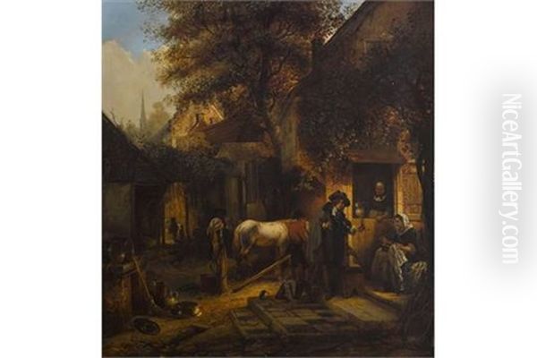 Rastender Edelmann Vor Einer Schanke Oil Painting by Hendrik Jan Augustyn Leys