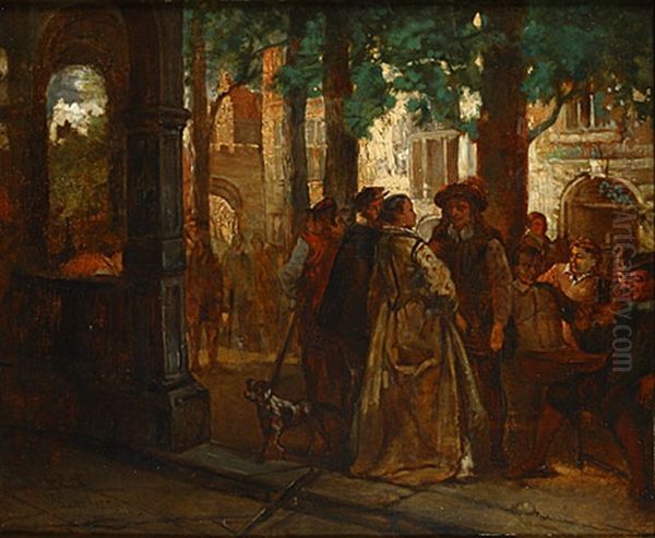 De Wandeling Oil Painting by Hendrik Jan Augustyn Leys