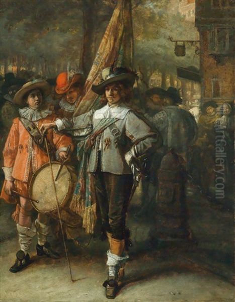 Der Kommandant Der Burgerwehr Oil Painting by Hendrik Jan Augustyn Leys