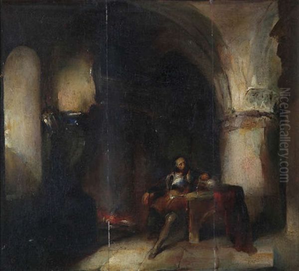 Interieur Du Chateau-fort De Bouchout Oil Painting by Hendrik Jan Augustyn Leys