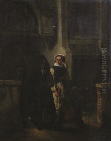 A La Sortie De L'eglise by Hendrik Jan Augustyn Leys