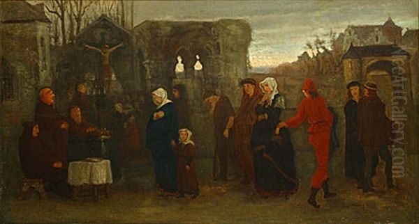 Procession Des Relevailles Oil Painting by Hendrik Jan Augustyn Leys