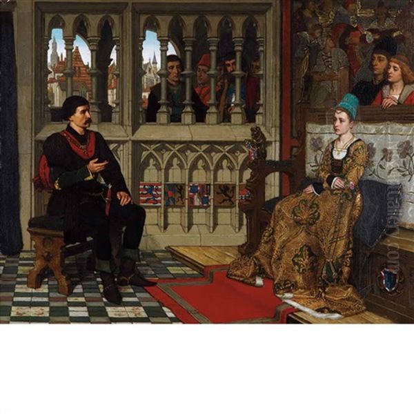 Henry V Conversing With Princess Catherine Oil Painting by Hendrik Jan Augustyn Leys