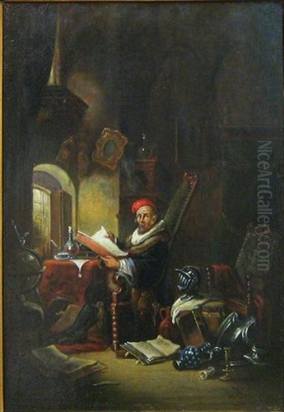 Interieur Oil Painting by Hendrik Jan Augustyn Leys