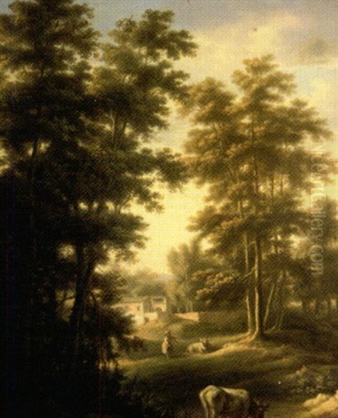 Bergere Et Son Troupeau Dans Un Paysage Oil Painting by Hendrik Jan Augustyn Leys