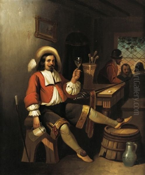 Musketier In Einer Gastschenke Oil Painting by Hendrik Jan Augustyn Leys