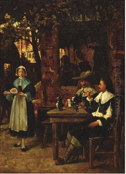 In The Tavern Oil Painting by Hendrik Jan Augustyn Leys