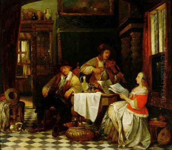 The Musician Oil Painting by Hendrik Jan Augustyn Leys