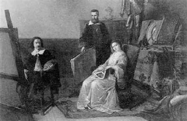 The Studio Of Van Dyck Oil Painting by Hendrik Jan Augustyn Leys