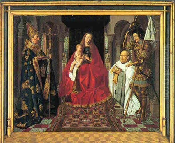 Madonna Og Barnet Med St. Donatian, St. Georg Og Kannik Van Der Paele Oil Painting by Hendrik Jan Augustyn Leys