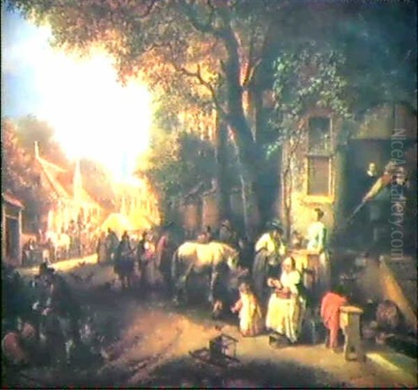 Marktfest In Hollandischer Stadt Oil Painting by Hendrik Jan Augustyn Leys