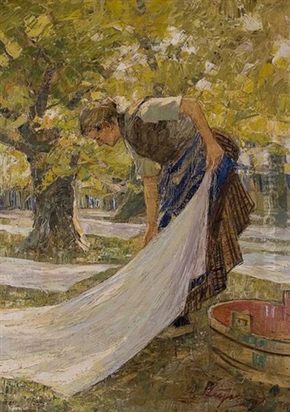 Laundry Oil Painting by Piet Leysing