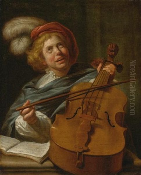 Cello Player (collab. W/studio) Oil Painting by Judith Leyster