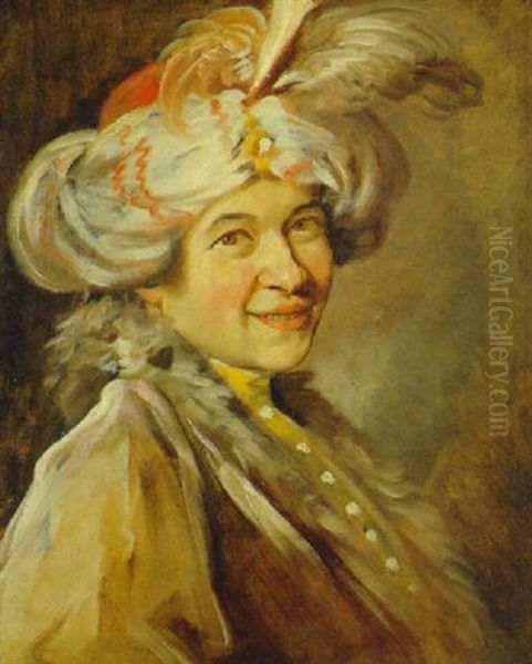 Portrait Of A Young Man, Wearing A Plumed Turban Oil Painting by Judith Leyster