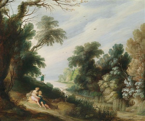 Eine Bewaldete Landschaft Mit Venus Und Adonis Oil Painting by Gysbrecht Leytens