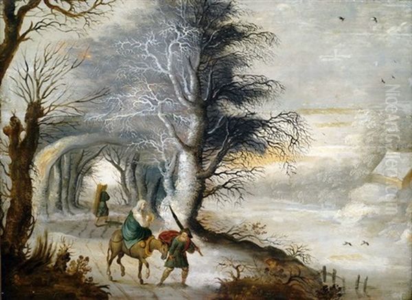 Winterlandschaft Mit Der Heiligen Familie Auf Der Flucht Oil Painting by Gysbrecht Leytens