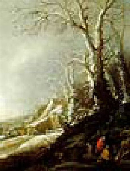 Winterlandschaft Mit Zigeunern Am Lagerufer Oil Painting by Gysbrecht Leytens