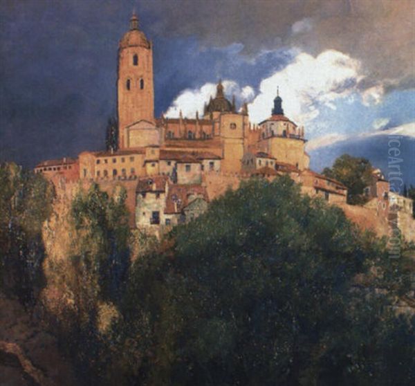 La Catedral De Segovia Oil Painting by Carlos Lezcano Fernandez